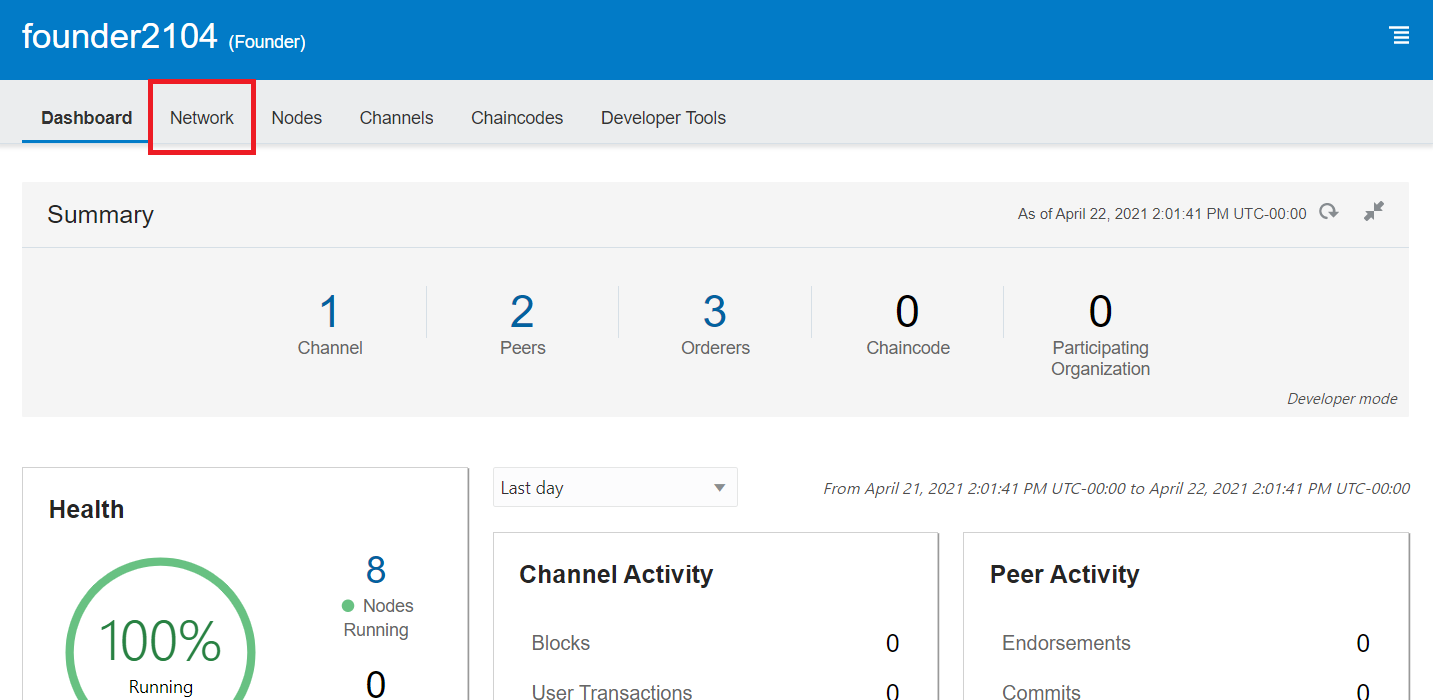 Networkページを開く
